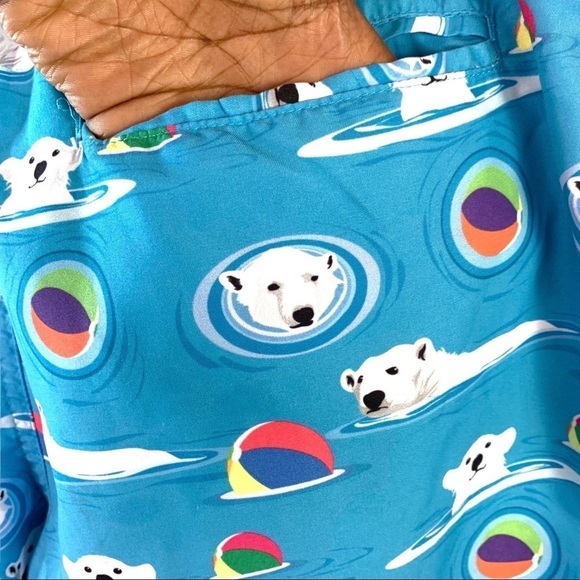 SURF SOCIETY SWIMWEAR BLUE BERMUDA MEN PRINT POLAR BEAR BERMUDA ADJUSTABLE LARGE - Picture 10 of 11